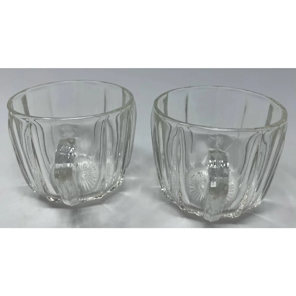 Set of 2 Clear Ribbed Punch Cups 2 1/2